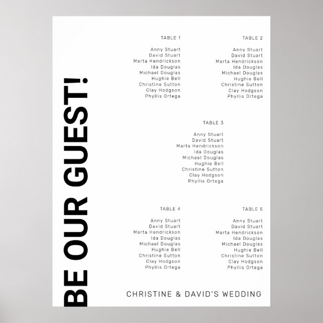 Affiche 5 table Simple Mariage blanc (Devant)