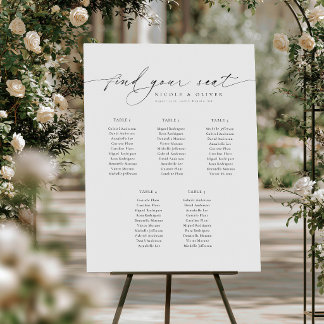 Affiche 5 Tables Panneau de Bienvenue avec Plan de Table É