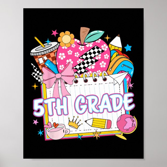Affiche 5e année 5e année filles enfants amusant retour à  (Devant)