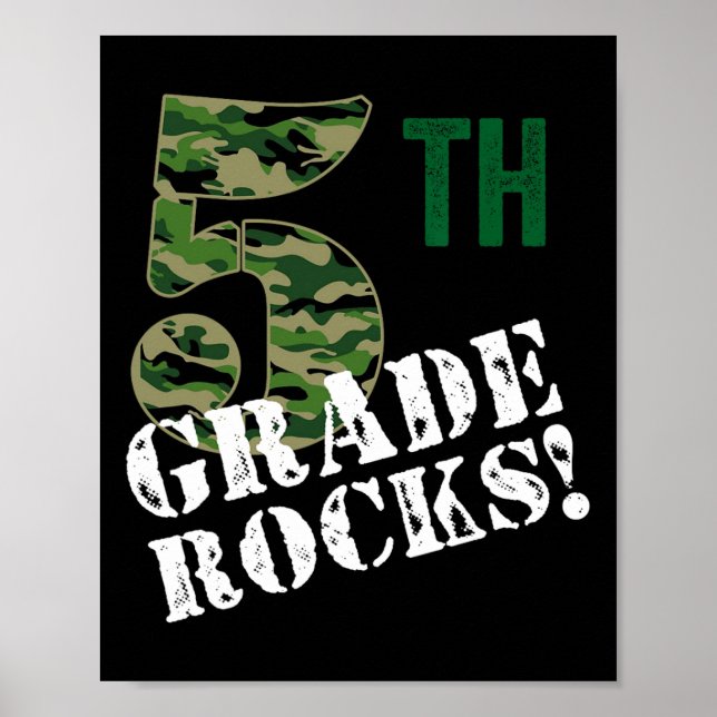 Affiche 5e année Rocks Camo Cinquième année Retour à l'éco (Devant)