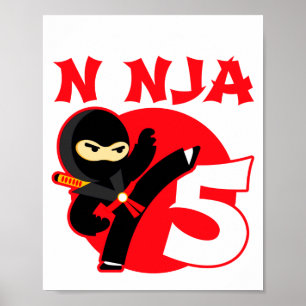 Affiche 5e anniversaire 5 ans Enfants Fête Petit Ninja 5