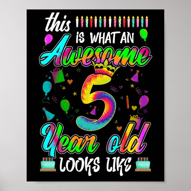 Affiche 5e anniversaire Awesome 5 ans il ressemble (Devant)