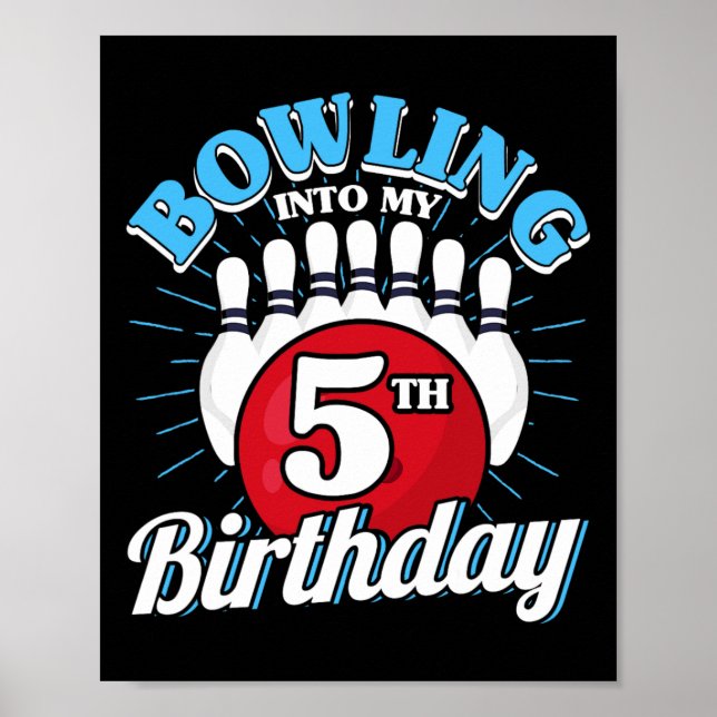 Affiche 5e anniversaire Bowling Thème Bowling dans Anniver (Devant)