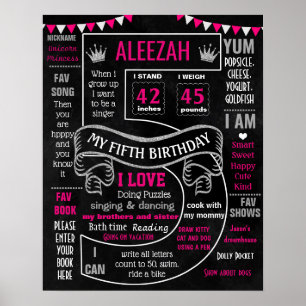 Affiche 5e anniversaire de fête signe jalon