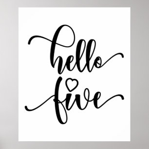 Affiche 5e anniversaire Filles Bonjour Cinq mignonnes Enfa