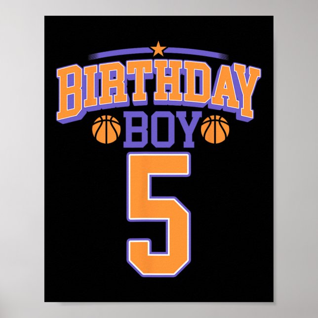 Affiche 5e anniversaire garçon de basket-ball Lover 5 ans  (Devant)