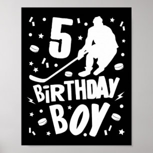 Affiche 5e anniversaire Garçon Hockey sur glace Enfants 5 