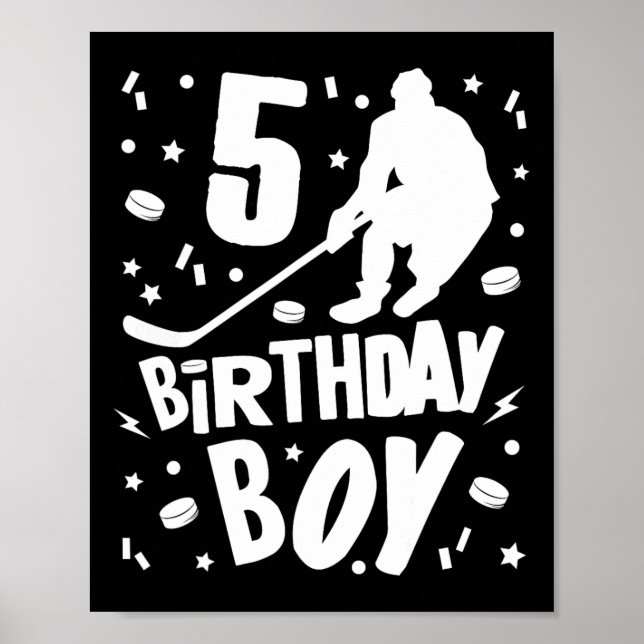 Affiche 5e anniversaire Garçon Hockey sur glace Enfants 5  (Devant)