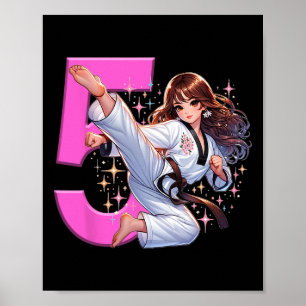 Affiche 5e anniversaire Girl Martial Arts Party Taekwondo 