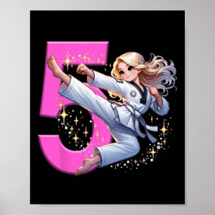 Affiche 5e anniversaire Girl Martial Arts Party Taekwondo 