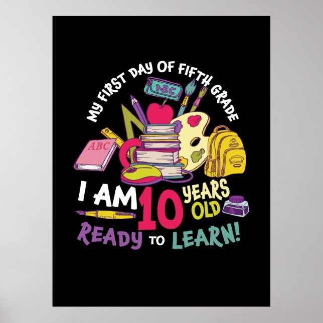 Affiche 5th Grade Teacher My First Day Of Fifth Grade (Devant)