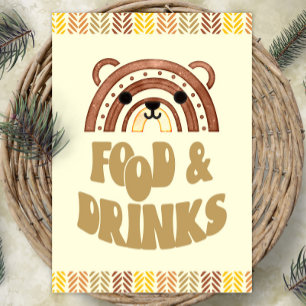 Affiche 5x7 Aliments et boissons Boho Woodland Bear Annive
