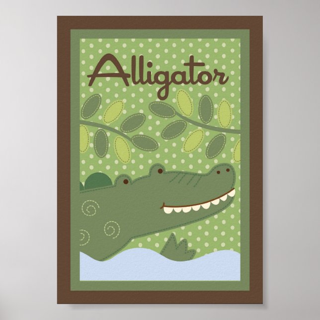 Affiche 5x7 "Alligato" Jungle Safari bébé lit mur art (Devant)