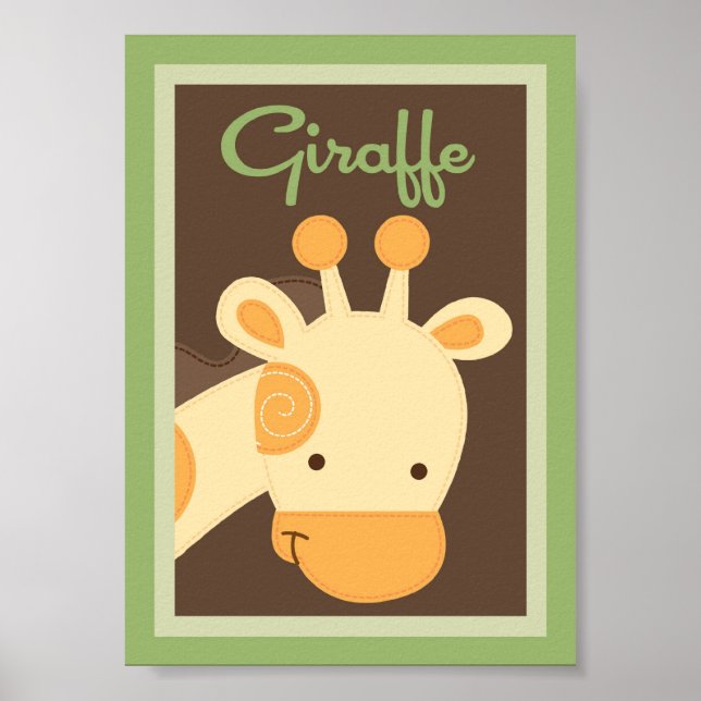 Affiche 5x7 "Giraffe" Jungle Safari Baby Lit Mur Art (Devant)