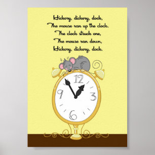 Affiche 5x7 Hickory Dickory Dock Rhyme Kids Room Wall Art