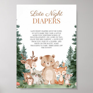 Affiche 5x7 Lange Nuit Couches Boho Woodland Bébé Fête P