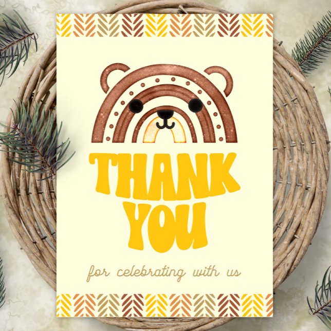 Affiche 5x7 Merci Boho Woodland Ours Anniversaire (Créateur téléchargé)