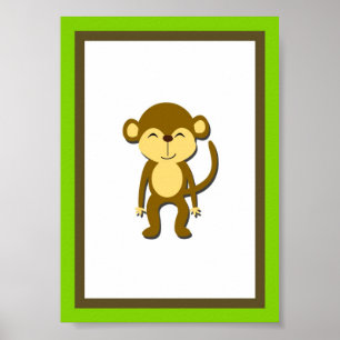Affiche 5X7 Monkey Jungle Animal Wall Art