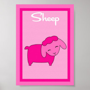 Affiche 5X7 Moutons Grange Jardin Filles Mur Art