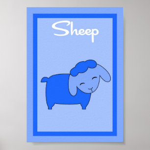 Affiche 5X7 Moutons Grange Jardin Garçons Mur Art