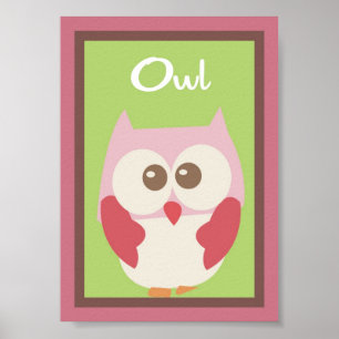 Affiche 5X7 Owl Wall Art Amour et nature Girl Woodland