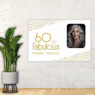Affiche 60 ans et Fabuleux Paillettes Or Photo 60e Anniver