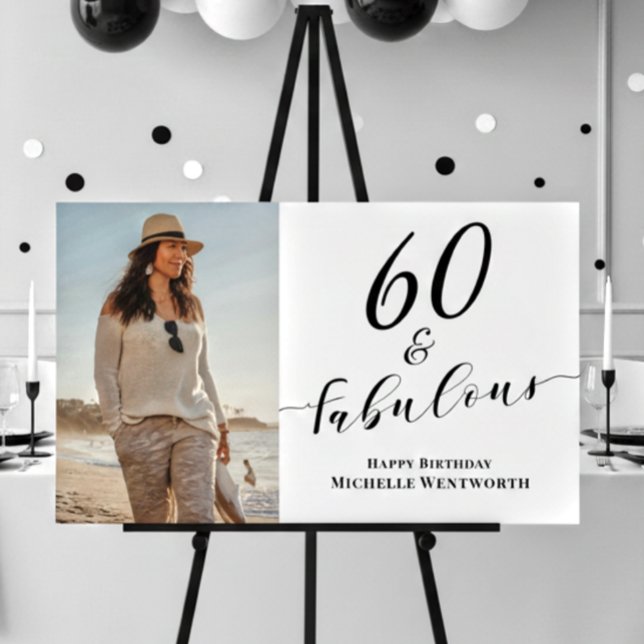 Affiche 60 ans et Fabuleux Script de photo d'anniversaire  (Créateur téléchargé)