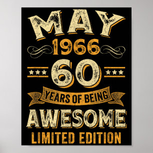 Affiche 60 ans magnifique vintage mai 1966 60e anniversair