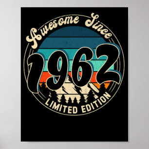 Affiche 60 ans Vintage 60e année Anniversaire 1962