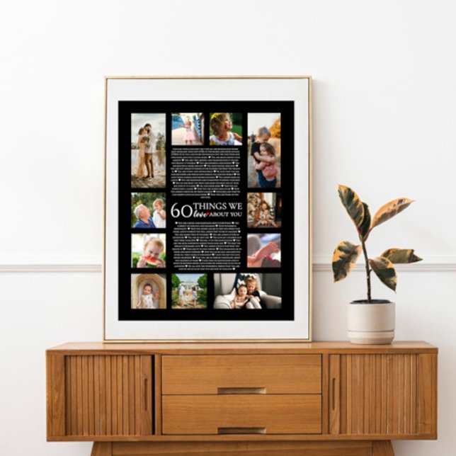 Affiche 60 choses que nous aimons à propos de vous anniver (Créateur téléchargé)