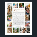 Affiche 60 choses que nous aimons à propos de vous photo c<br><div class="desc">Célébrez un 60e anniversaire remarquable avec notre affiche photo collage "60 choses que nous aimons à propos de vous". Ce cadeau de célébration d'étape personnalisé, conçu par The Arty Apples, est une façon sincère d'honorer votre être cher. Doté d'un collage de souvenirs chéris et de 60 raisons uniques pour lesquelles...</div>