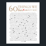 Affiche 60 choses que nous aimons à votre sujet, 70e 80e a<br><div class="desc">Conçu par The Arty Apples Limited</div>