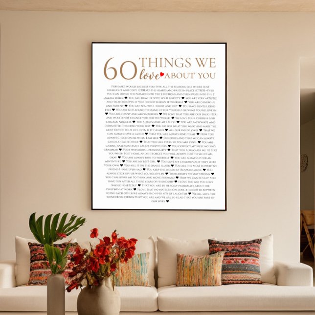 Affiche 60 choses que nous aimons à votre sujet, 70e 80e a (Créateur téléchargé)
