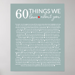 Affiche 60 choses que nous aimons à votre sujet, 70e 80e a