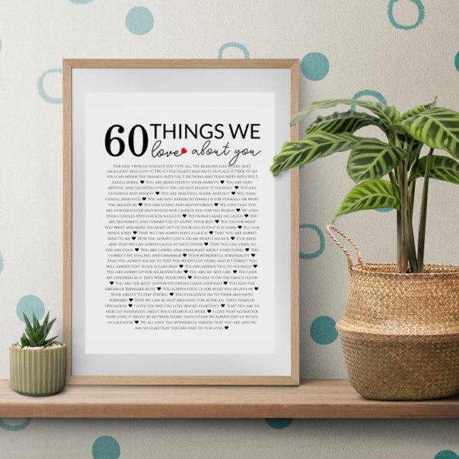 Affiche 60 choses que nous aimons chez vous, 70e 80e anniv (Créateur téléchargé)