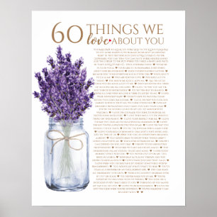 Affiche 60 choses que nous aimons chez vous lavender grand