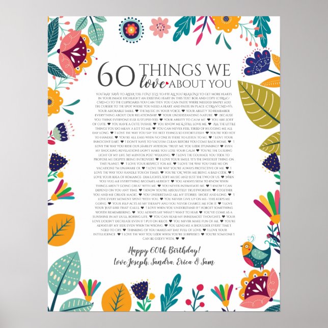 Affiche 60 choses que nous aimons chez vous scandi folk mo (Devant)