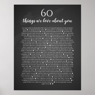 Affiche 60 choses que nous aimons chez vous vintage tablea