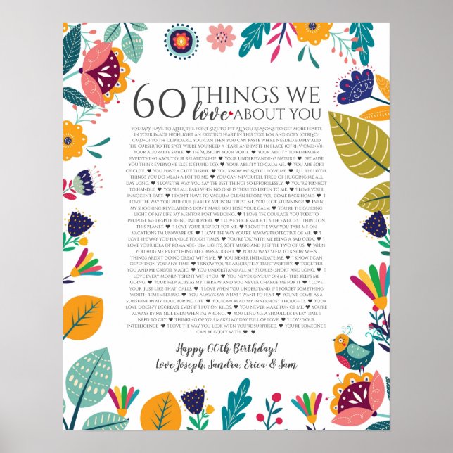 Affiche 60 choses que nous aimons de vous scandi folk mode (Devant)