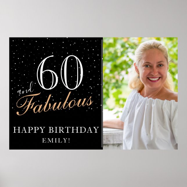 Affiche 60 et Fabulous Black 60th Birthday Party Photo (Devant)