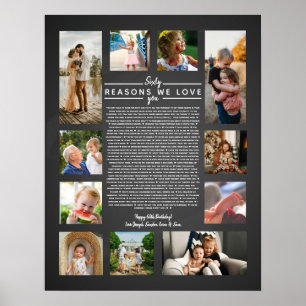 Affiche 60 raisons pour lesquelles nous t'aimons cadeau d'