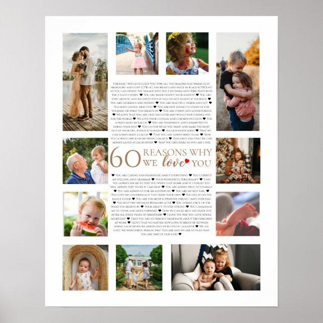 Affiche 60 raisons pour lesquelles nous vous aimons 80e 60 (Devant)