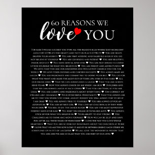 Affiche 60 raisons pour lesquelles nous vous aimons 80e 60