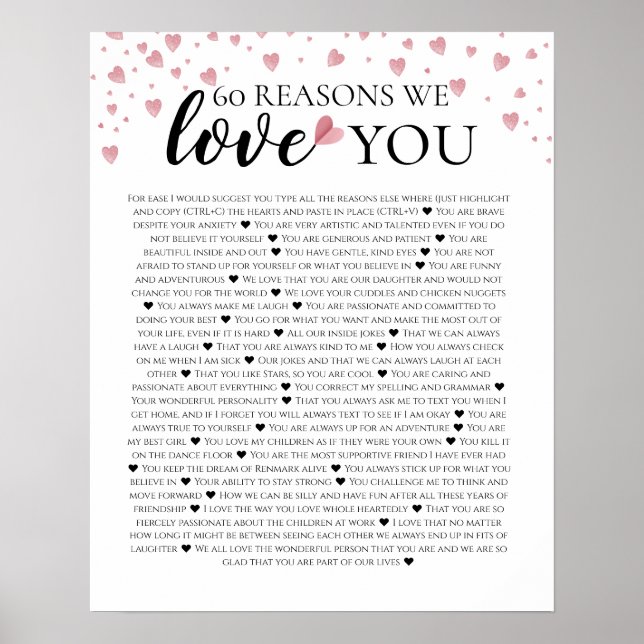 Affiche 60 raisons pour lesquelles nous vous aimons 80e 60 (Devant)