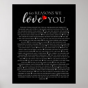 Affiche 60 raisons pour lesquelles nous vous aimons 80e 60