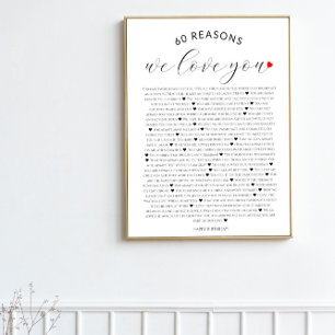 Affiche 60 raisons pour lesquelles nous vous aimons 80e 60