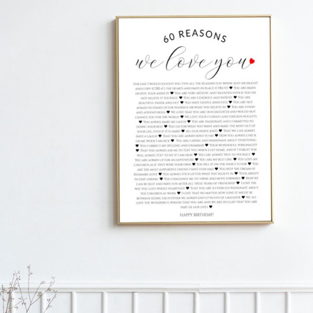 Affiche 60 raisons pour lesquelles nous vous aimons 80e 60 (Créateur téléchargé)