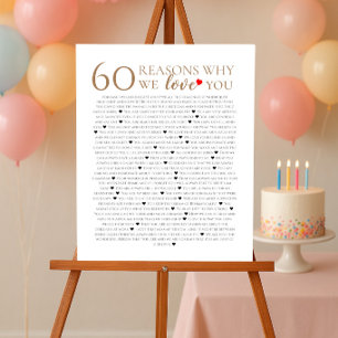 Affiche 60 raisons pour lesquelles nous vous aimons cadeau