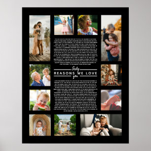 Affiche 60 raisons pour lesquelles nous vous aimons cadeau