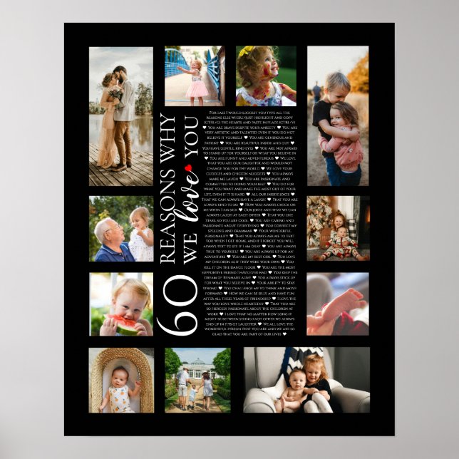 Affiche 60 raisons pour lesquelles nous vous aimons collag (Devant)